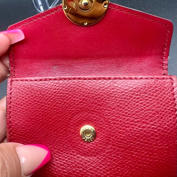 Fendi Calf Leather F Logo Barola Red Micro Trifold Wallet, model 8M0395 - Picture 3 of 13